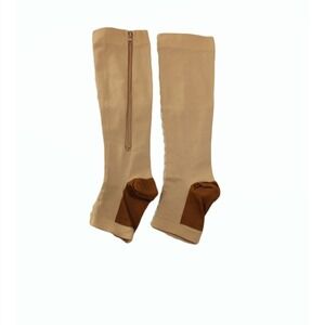 Compression‎ Socks Women Zipper Knee High Support Stockings Brown 4XL